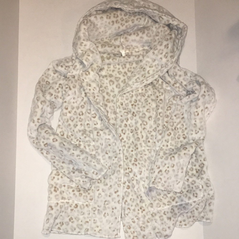 Cozy Leopard Print Hooded Cardigan - Cream & Taupe
